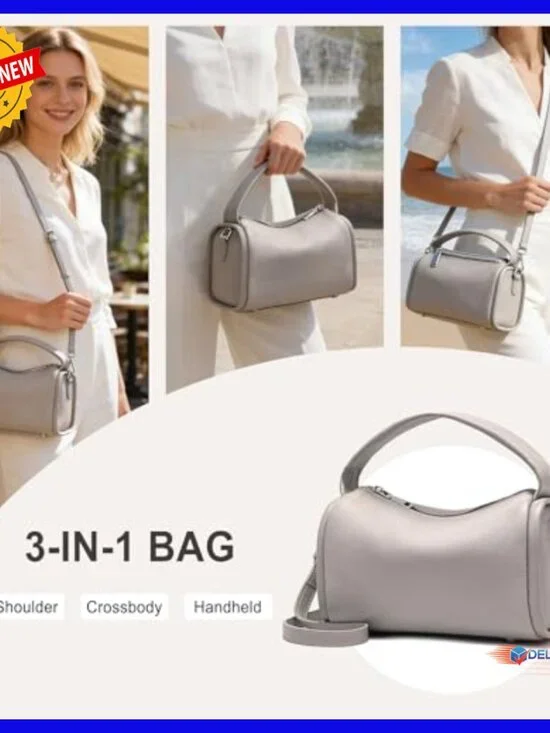 Genuine Leather Hobo Crossbody Bag with Adjustable Strap - Picture 2 of 6